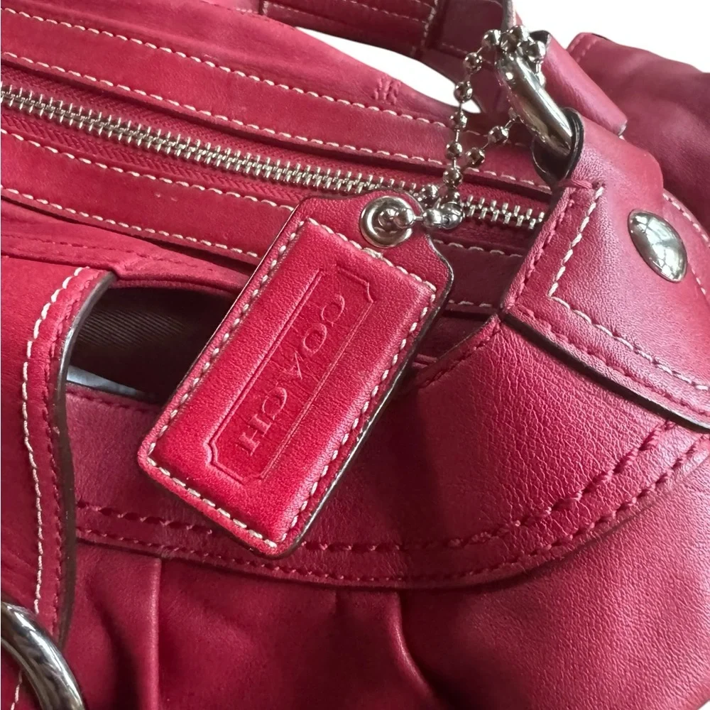 Y2K‎ Coach F15075 Medium Red Leather Hobo Shoulder Bag
